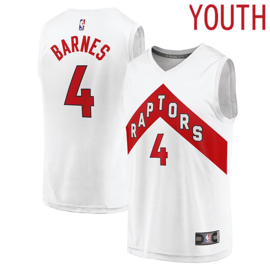 Youth Toronto Raptors 4 Scottie Barnes Fanatics Branded White Fast Break Player NBA Jersey